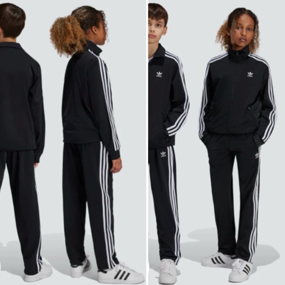 NWT Adidas Kids Black Track Joggers with Stripes